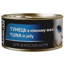 AnimAll, вологий корм для котів, тунець у ніжному желе, 85 г