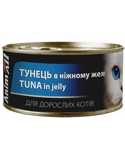Вологий корм для котів AnimAll, тунець у ніжному желе, 85 г