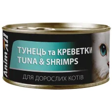 AnimAll, вологий корм для котів тунець з креветками, 85 г РОЗПРОДАЖ! ЗАЛИШКИ УТОЧНЮЙТЕ!