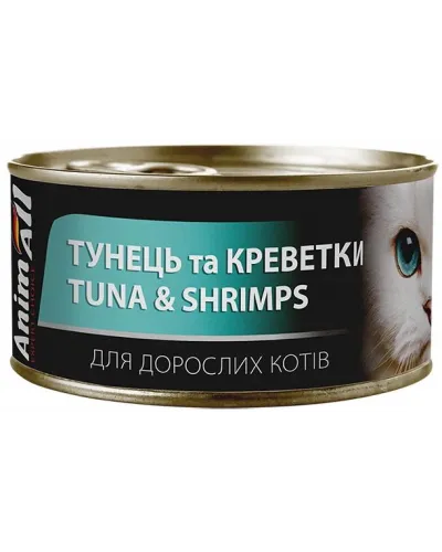 Вологий корм для котів AnimAll тунець з креветками, 85 г