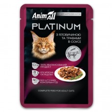 AnimAll Platinum, вологий корм для котів, яловичина з травами, шматочки в соусі, пауч, 85 г