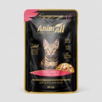 AnimAll, вологий корм для котів, курка з креветками, пауч, 80 г