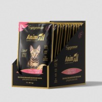 AnimAll, вологий корм для котів, курка з креветками, пауч, 80 г