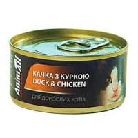 AnimAll, вологий корм для котів, з качкою і куркою, банка, 80 г