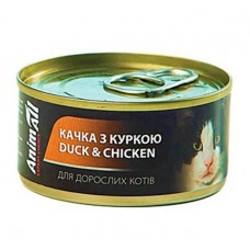 AnimAll, вологий корм для котів, з качкою і куркою, банка, 80 г
