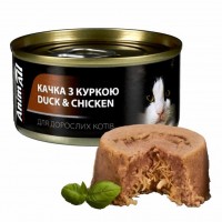 AnimAll, вологий корм для котів, з качкою і куркою, банка, 80 г