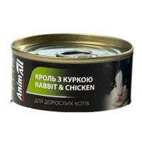 AnimAll, вологий корм для котів, з кролем і куркою, банка, 80 г