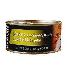 AnimAll, вологий корм для котів, курка в желе, банка, 85 г