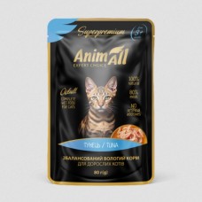 AnimAll, вологий корм для котів, тунець, пауч, 80 г