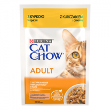 Cat Chow Adult Chicken MULTIPACK, ніжні шматочки з куркою та цукіні в желе для котів, 10 шт по 85 г
