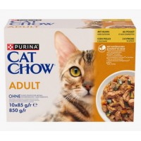 Cat Chow Adult Chicken MULTIPACK, ніжні шматочки з куркою та цукіні в желе для котів, 10 шт по 85 г