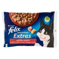Felix Sensations Extras вологий корм для кішок Purina з яловичиною та куркою 4х85 г