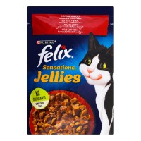 Felix Sensations Jellies (Фелікс Сенсейшнз Джеліс), з яловичиною в желе з томатами, 85 г