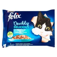 Felix Doubly Delicious вологий корм для кішок Purina з лососем-сардиною та фореллю-скумбрією 4х85 г
