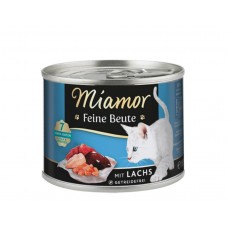 Miamor Feine Beute mit Lachs, беззерновий вологий корм для котів Міамор, з лососем, банка, 185 г