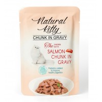 Natural Kitty Chunk in Gravy Chicken With Salmon, вологий корм для дорослих котів, курка, лосось, 85 г