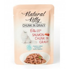 Natural Kitty Chunk in Gravy Chicken With Salmon, вологий корм для дорослих котів, курка, лосось, 85 г