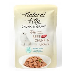Natural Kitty Chunk in Gravy Chicken, Tuna with Beef, вологий корм для дорослих котів, курка, тунець, яловичина, 85 г