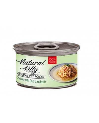 Natural Kitty, курка з качкою в бульйоні, 80 г