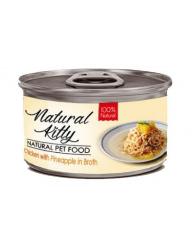 Natural Kitty, курка з ананасами в бульйоні, 80 г
