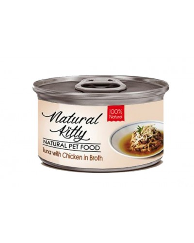 Natural Kitty, тунець і курка в бульйоні, 80 г