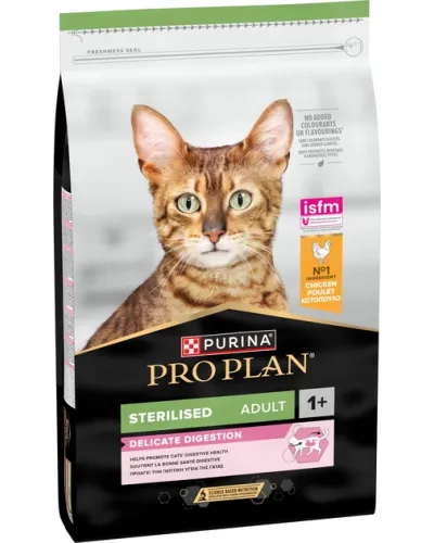 Сухий корм для стерилізованих котів з чутливим травленням, Purina Pro Plan Sterilised Delicate, з куркою, 10 кг