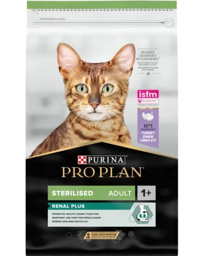 Сухий корм для стерилізованих котів віком від 1 року Purina Pro Plan Sterilised Renal Plus, з індичкою, 10 кг