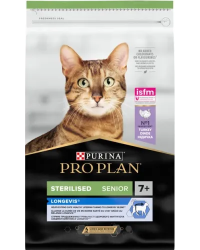 Сухий корм для стерилізованих котів 7+ років Purina Pro Plan Sterilised Longevis (ex Senior), з індичкою, 10 кг