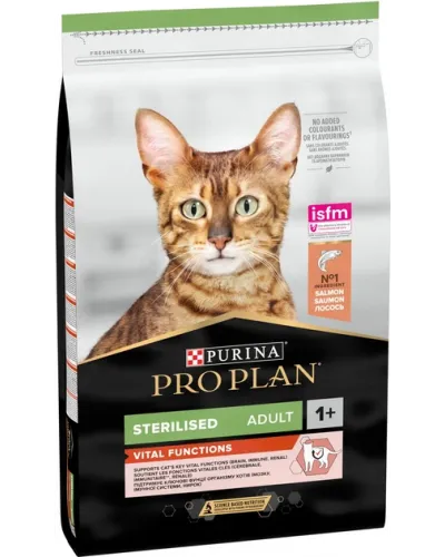 Cухий корм для стерилізованих котів Purina Pro Plan Sterilised Vital Functions, з лососем, 10 кг