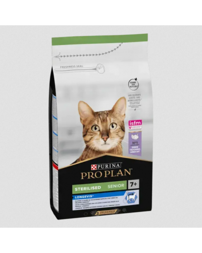 Сухий корм для стерилізованих котів 7+ років Purina Pro Plan Sterilised Longevis (ex Senior), з індичкою, 1.5 кг