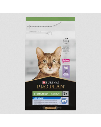Сухий корм для стерилізованих котів 7+ років Purina Pro Plan Sterilised Longevis (ex Senior), з індичкою, 1.5 кг Сухий корм для стерилізованих котів 7+ років Purina Pro Plan Sterilised Longevis (ex Senior), з індичкою, 1.5 кг