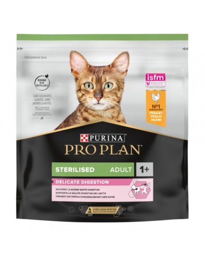 Сухий корм для стерилізованих котів з чутливим травленням, Purina Pro Plan Sterilised Delicate, з куркою, 400 г