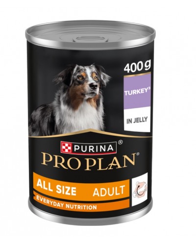 Консерва для собак Purina Pro Plan Adult, шматочки в желе, з індичкою, 400 г