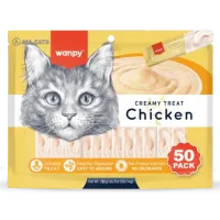 Wanpy Cat 50 Pack Creamy Lickable Treat Chicken, кремові ласощі для котів, курка, 50 стіків по 14 г