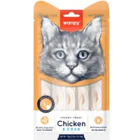  Wanpy Creamy Lickable Treats Chicken & Crab, кремові ласощі для котів, з куркою та крабом, 5 стіків по 14 г