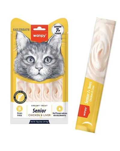 Wanpy Creamy Lickable Treats Treats Senior Chicken & Liver
