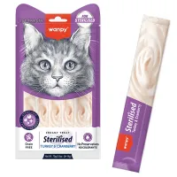 Wanpy Creamy Lickable Treats Sterilized Turkey&Cranberry, кремові снеки з індичкою та журавлиною для стерилізованих кішок, 5 стіків по 14 г