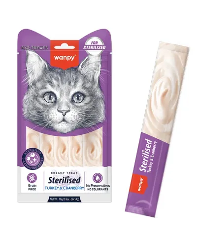 Wanpy Creamy Lickable Treats Sterilized Turkey&Cranberry