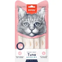  Wanpy Creamy Lickable Treats Tuna & Shrimp, кремові ласощі для котів, з тунцем і креветками, 5 стіків по 14 г