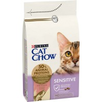 Cat Chow Sensitive Salmon, сухий корм для дорослих котів з чутливим травленням, з лососем, 1.5 кг