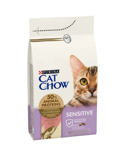 Cat Chow Sensitive Salmon, сухий корм для дорослих котів з чутливим травленням, з лососем, 1.5 кг