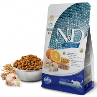 Farmina N&D Ocean Codfish&Orange, низькозерновий сухий корм для дорослих котів, тріска з апельсином, 1.5 кг