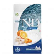 Farmina N&D Ocean Grain Free Codfish & Orange Dog Adult Mini, беззерновий сухий корм для собак малих порід, тріска з апельсином, 2.5 кг
