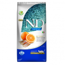 Farmina N&D Ocean Herring&Orange, беззерновий сухий корм для дорослих стерилізованих котів, оселедець з апельсином, 1.5 кг