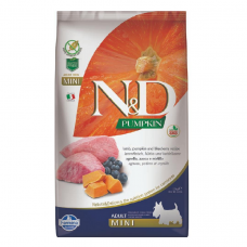 Farmina N&D Pumpkin Grain Free Lamb & Blueberry Dog Adult Mini, беззерновий сухий корм для собак малих порід, ягня з чорницею, 2.5 кг