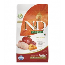 Farmina N&D Pumpkin Quail & Pomegranate Neutered, беззерновий сухий корм для дорослих стерилізованих котів, перепілка/гарбуз/гранат, 1.5 кг