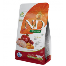 Farmina N&D Pumpkin Quail & Pomegranate Neutered, беззерновий сухий корм для дорослих стерилізованих котів, перепілка/гарбуз/гранат, 1.5 кг