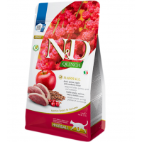 Farmina N&D Quinoa Hairball Adult Duck, сухий беззерновий корм для дорослих котів, для виведення шерсті, качка, яблуко і кіноа, 300 г