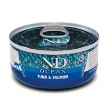 Farmina N&D Grain Free Ocean Tuna And Salmon, вологий корм для котів з тунцем і лососем, 70 г