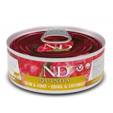 Farmina N&D Skin&Coat, вологий корм для котів при харчовій алергії, з перепелом та кіноа, 80 г